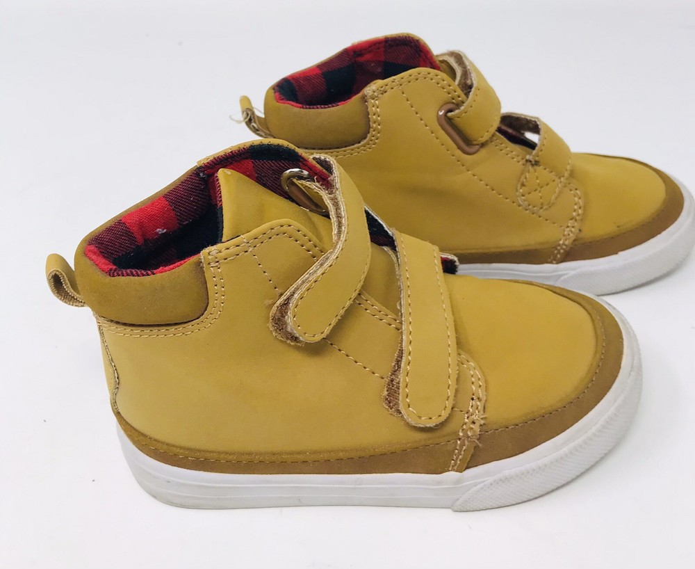 Cat & Jack Boys Arnold Casual Sneakers Beige Tan Hook & Loop Size 4