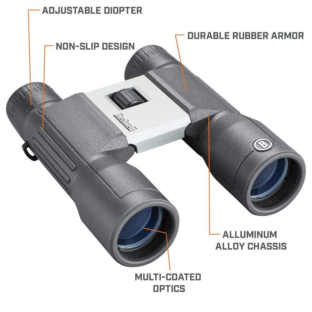 Bushnell Poweview 2 Black Binoculars Durable Lightweight Easy Grip Sharp Focus