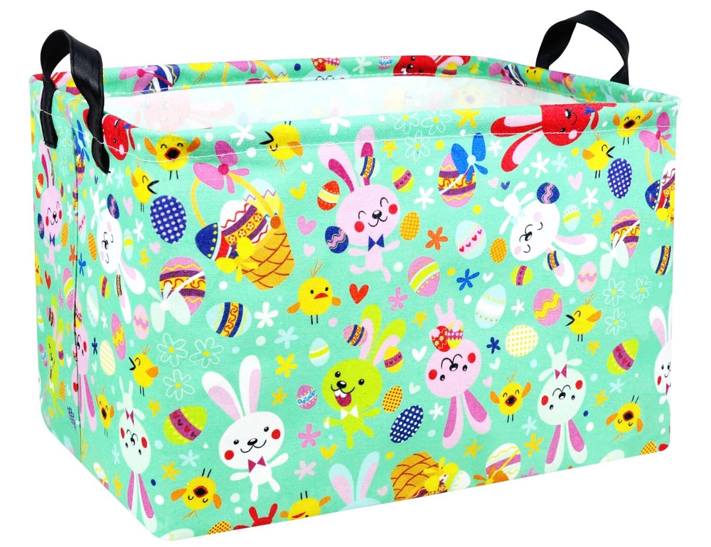MYFLOCY Large Rectangular Easter Baskets Empty Waterproof Boy Toy Box Foldabl...