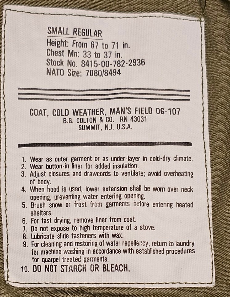 Green Field Jacket Size Small Regular