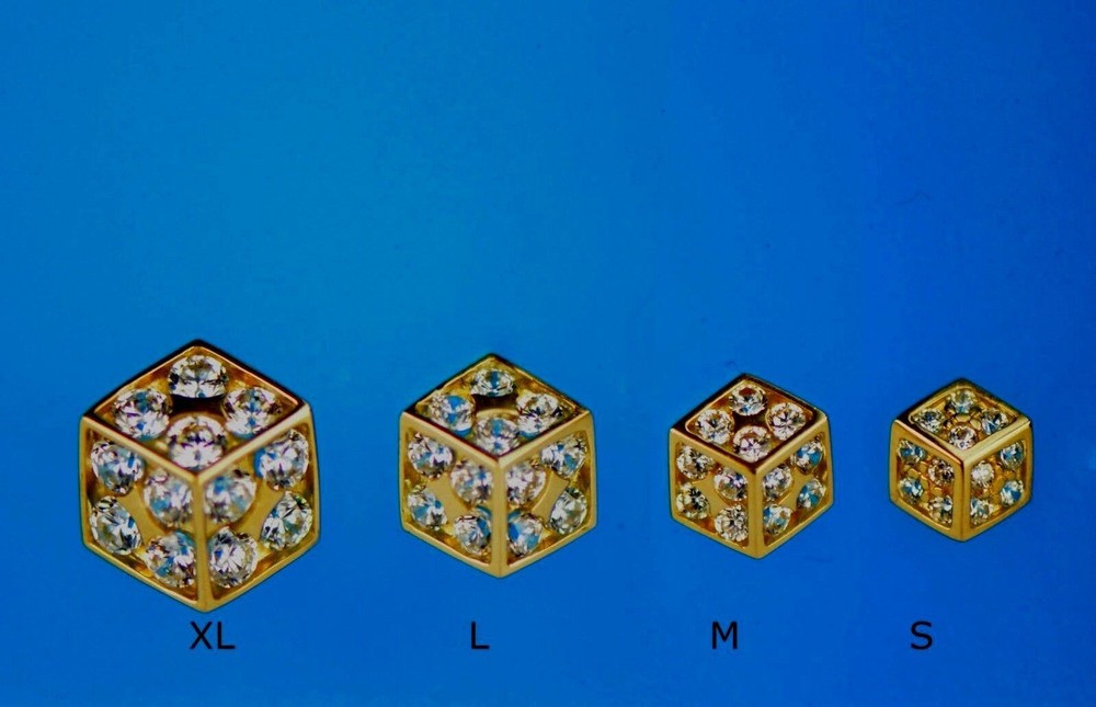 14K Yellow or White Gold Dice Stud earrings
