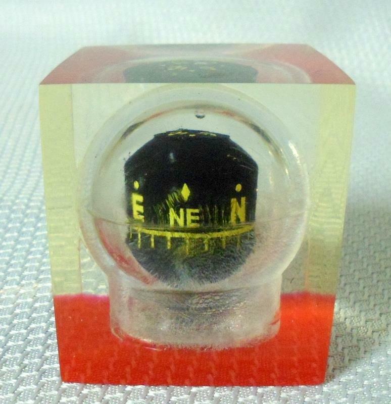 Embedded Lucite Compass Paperweight