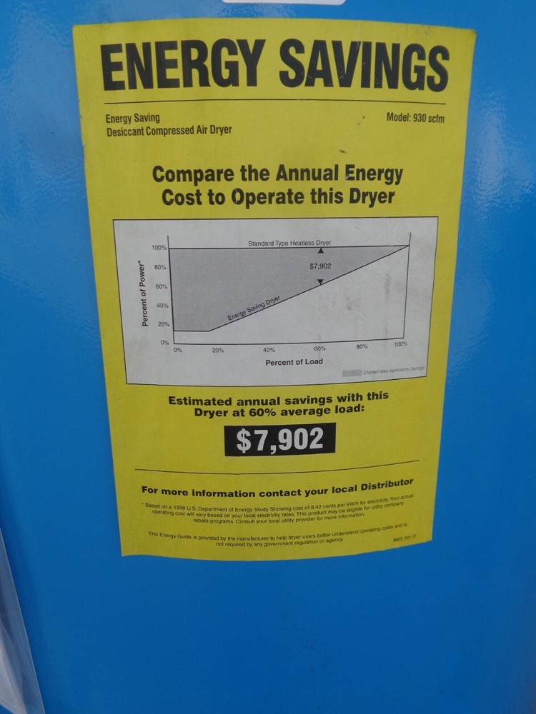 2013 Hankison SPX Flow HHS-930 CFM Desiccant Compressed Air Dryer compressor