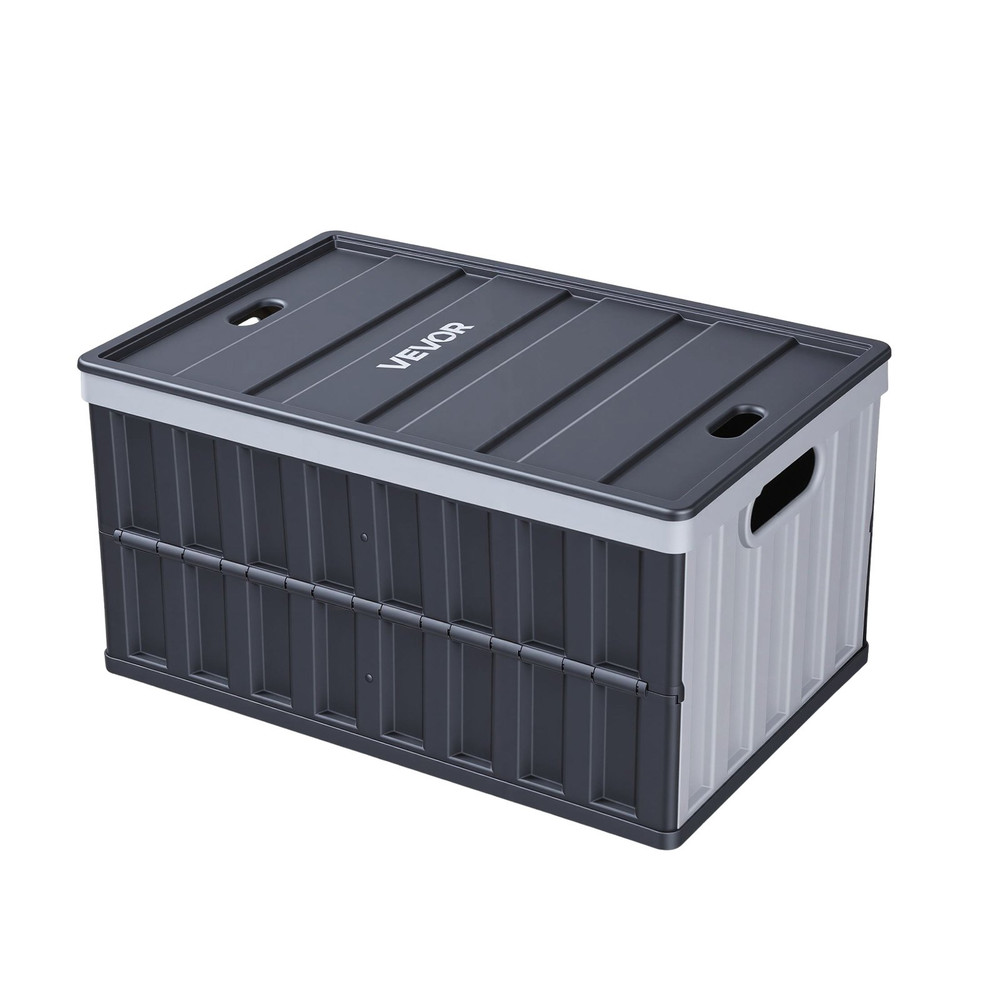 65L Collapsible Storage Bins w/ Lids 3 Pack Stackable Folding Crates Handles