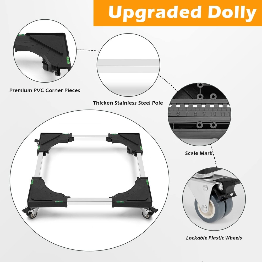 Adjustable Mini Fridge Stand Mobile Roller with Locking Wheels for Appliances