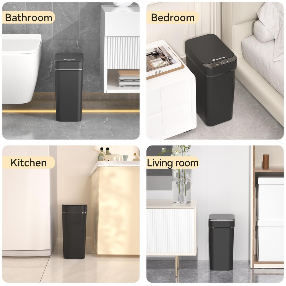 3 Pack Bathroom Trash Can 2.6 Gallon Small Touchless Automatic Motion Sensor ...