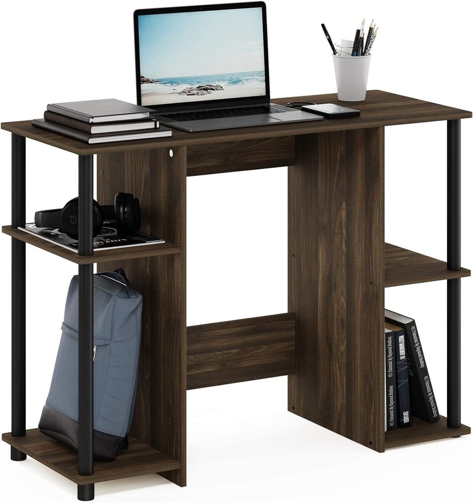 Compact Standing Computer Study Desk Open Storage Shelves Student Table Bedroom