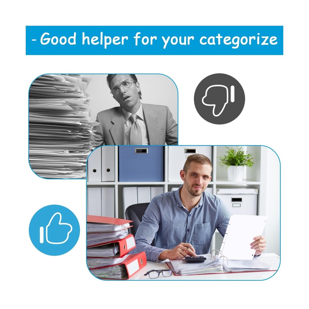 Binder Dividers for 3 Ring Binder, 1/5 Cut Tabs, Letter Size, Blank Write On ...