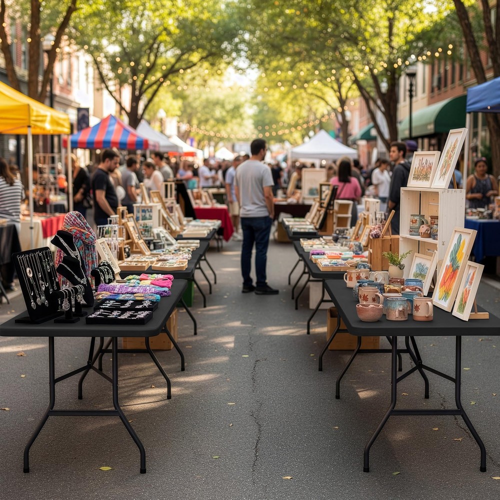 Fitted Tablecloths with Elastic - 2 Pack 5ft Folding Table Covers Rectangle, ...