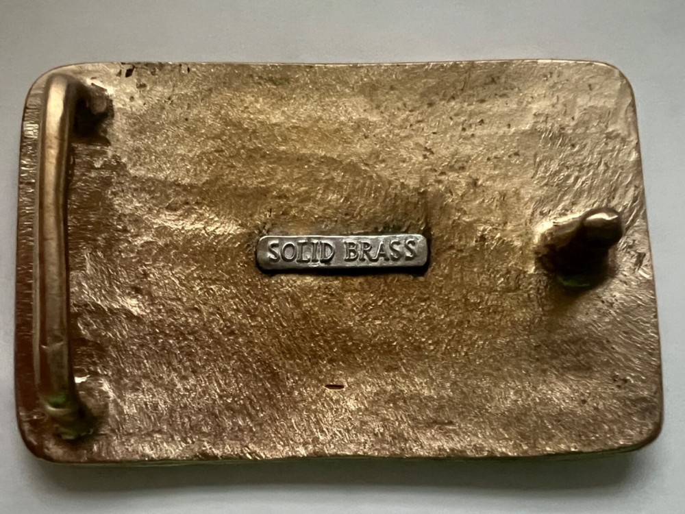 John Wayne SOLID BRASS "The Duke" Red River Belt Buckle 1946 HWH initial version