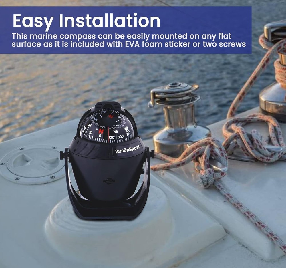 Boat Compass Dash Mount Flush - Boating Compass Dashboard Suction - Navigatio...