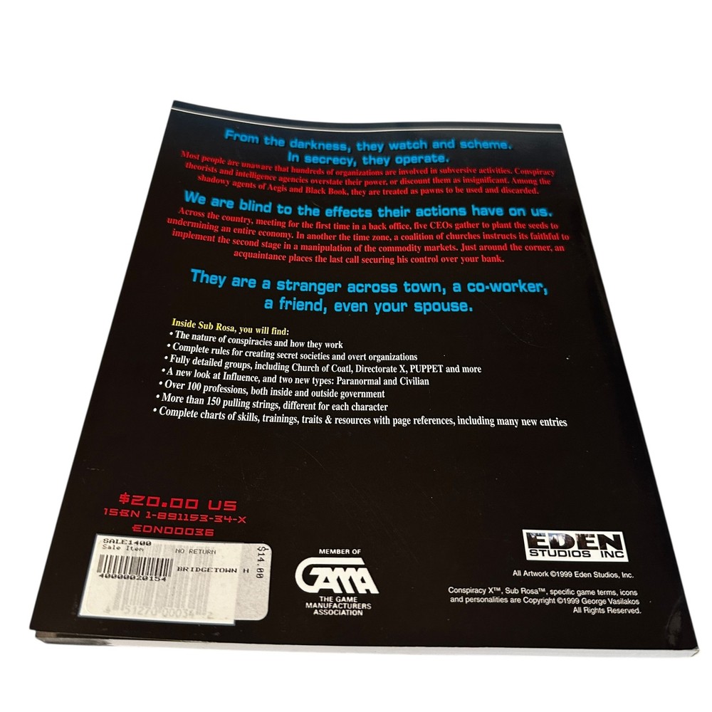 Conspiracy X Sub Rosa: The Conspiracy Creation Sourcebook
