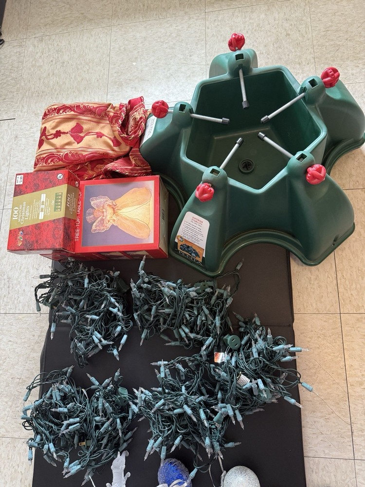 Christmas Tree Penta Stand And Ornaments