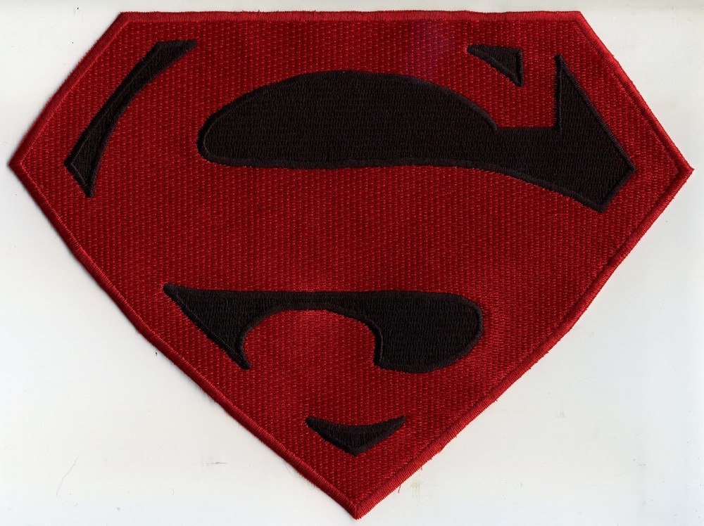 7" x 10" Large Fully Embroidered Superman / Superboy Red & Black Logo Patch