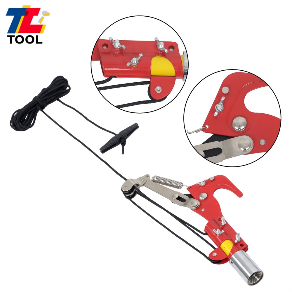 Tree Pole Pruner Durable Tree Trimmers Handle Manual Branches Yellow 30 Feet