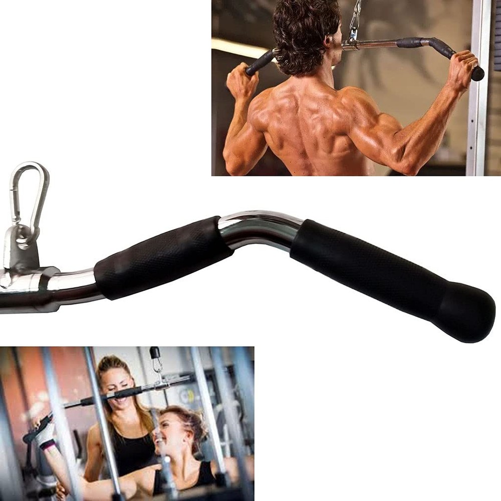 Lat Cable Machine Attachment Curl Pulldown Barbell Revolving Bar, Multi...