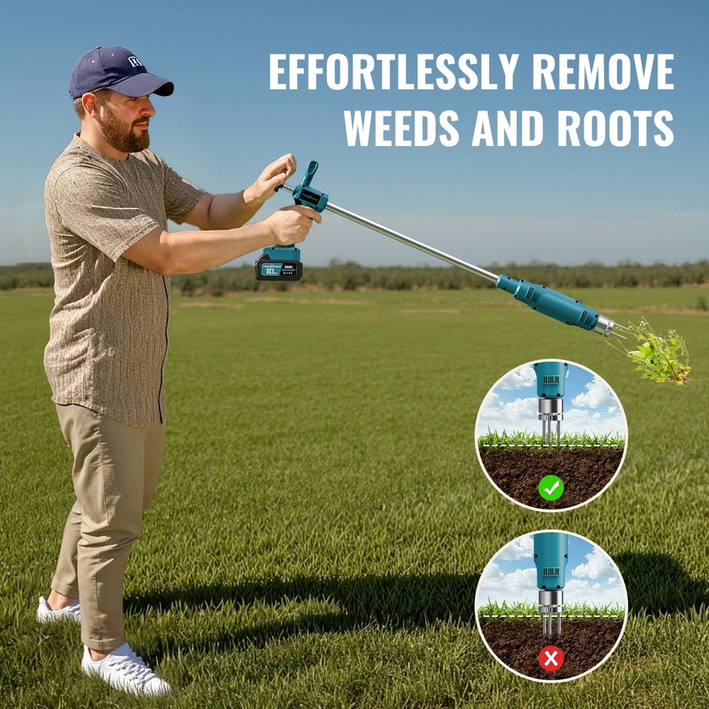 Weed Puller Tool,Electric Stand Up Weed Puller Tool, 21V Battery Powered w/ 2...