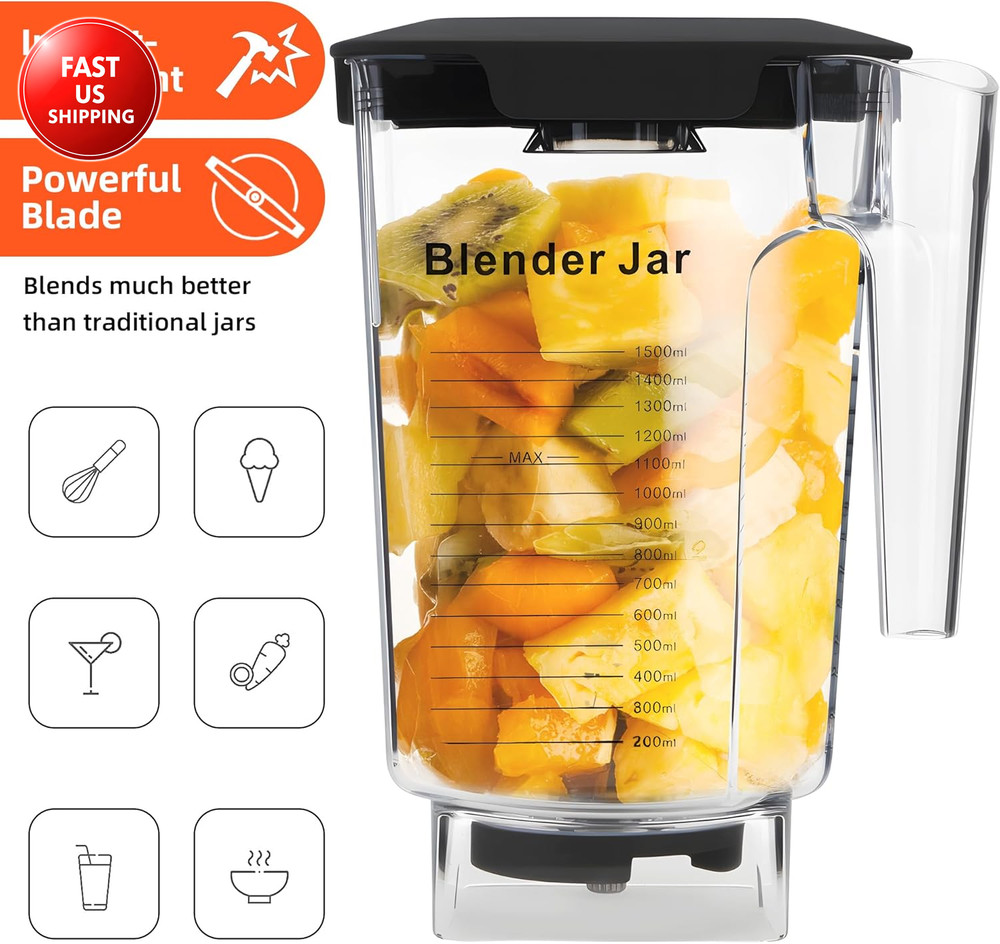 90 Oz Replacement Jar Compatible with Blendtec Blender, Container Pitcher Fits A