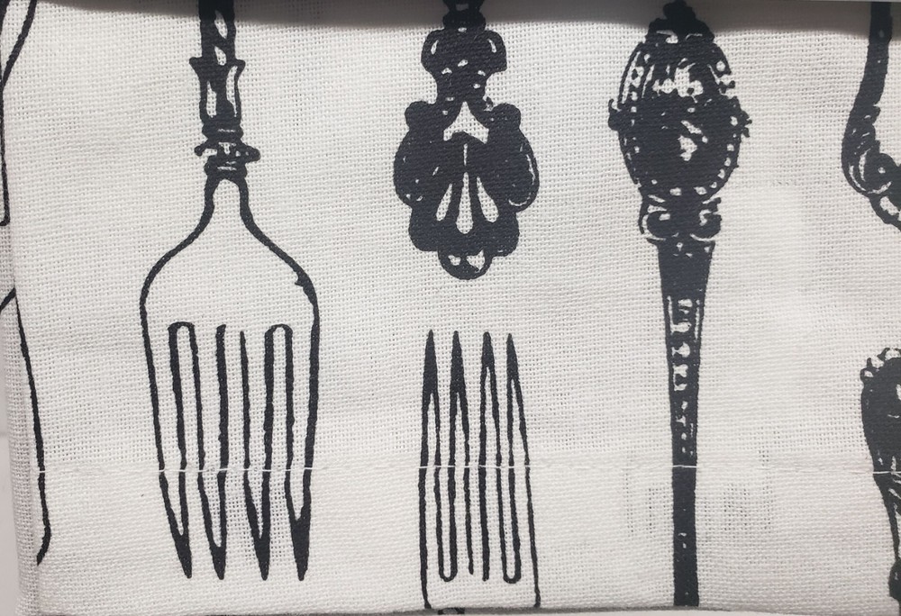 1 Fabric Outdoor Printed Table Runner(14"x72") VINTAGE FLATWARE, SILVERWARE,DII