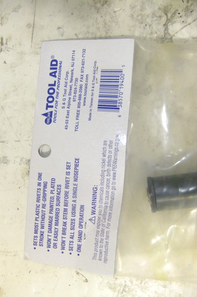 Tool Aid Rivet Tool For Plastic Rivets 19400. Ec