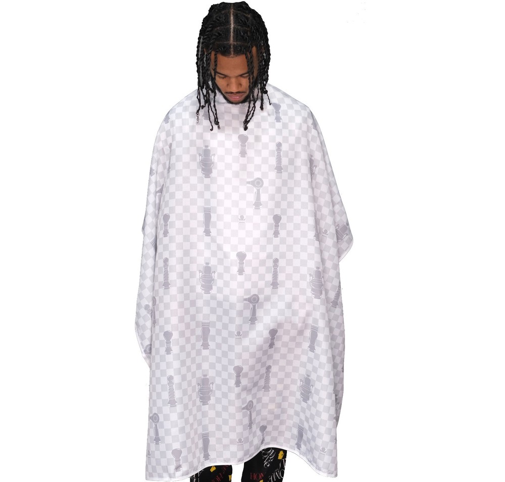 White Barber Cape - Professional Grade - Adjustable Snap Closure- King Midas