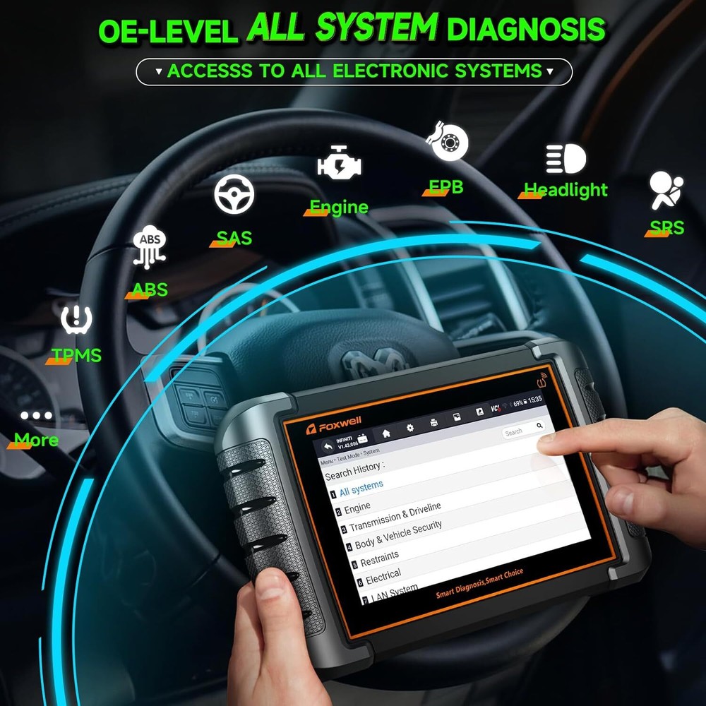 FOXWELL NT809TS OBD2 Scanner Diagnostic Tool TPMS Programming Car Bi-Directional