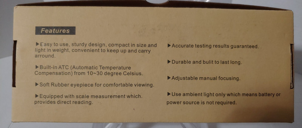 Brix Refractometer with ATC, Dual Scale - Specific Gravity & Brix, Hydrometer in