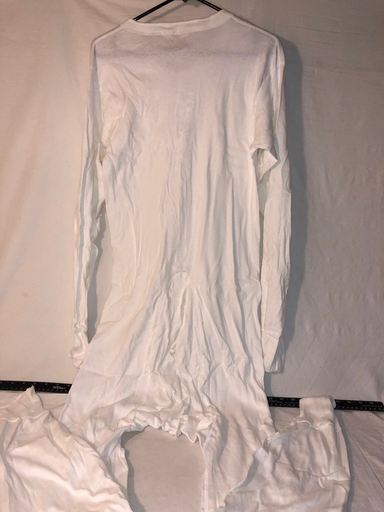 NWt's Unity St. Johns Bay Full One Piece Button-Up Thermal Long John White Large
