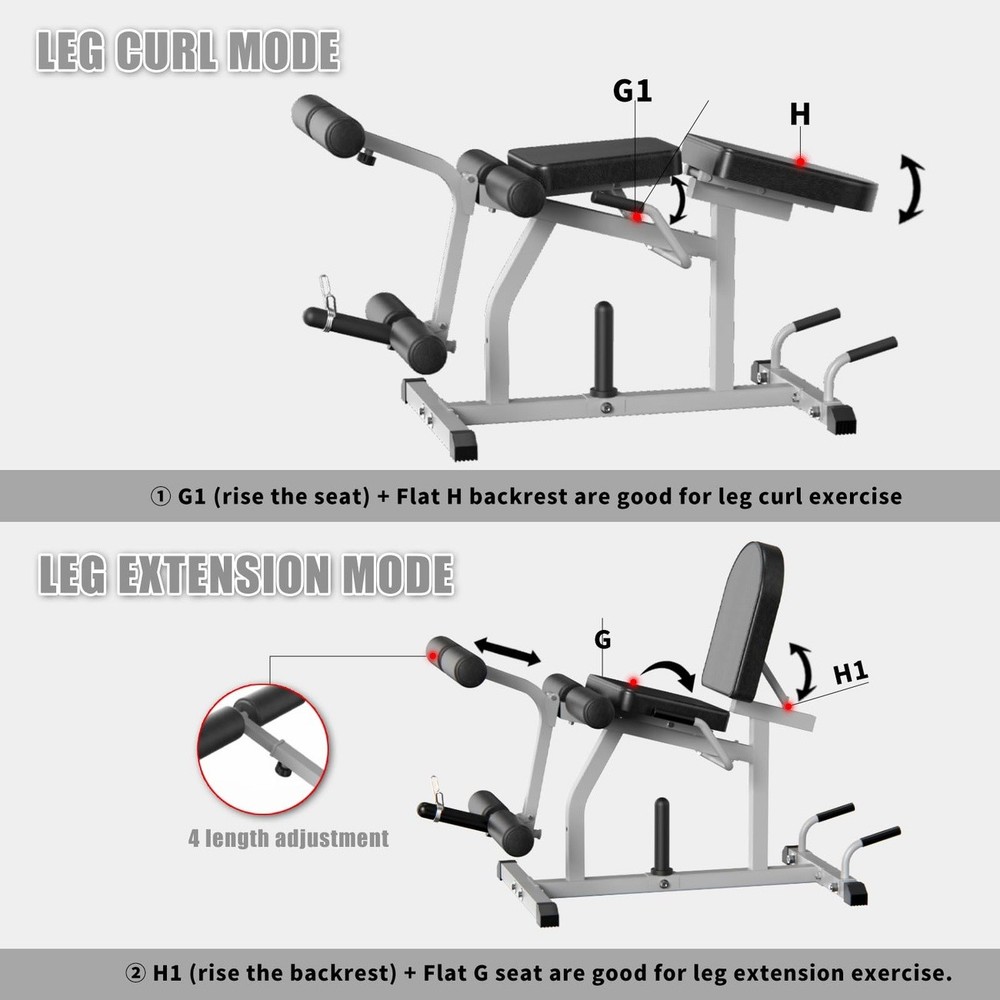 Leg Curl Extension Machine Home Gym 2 in 1