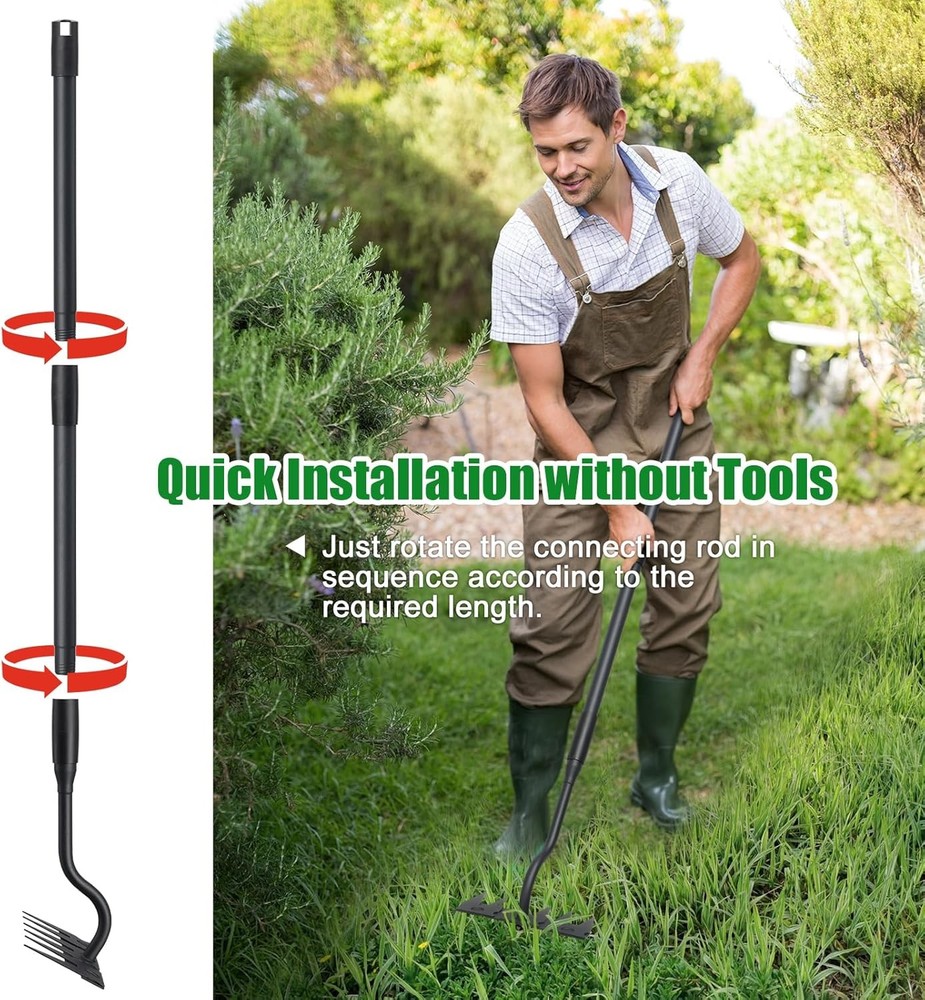 Weed Puller Tool, Garden Weeding Rake Tools with Detachable Long Handle, 56 inch