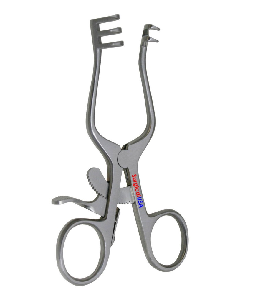 Weitlaner Retractors 4" Sharp Points 2x3 Prongs Grip Lock Ring Handle