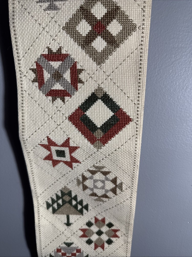 Vtg Thread Connections Needlepoint Sampler Wall Hanger Framed Decorative 1988