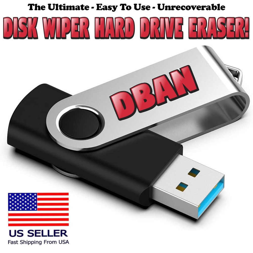 DBAN - Disk Wiper Hard Drive Eraser Bootable USB - Nuke, Remove, Destroy, Delete