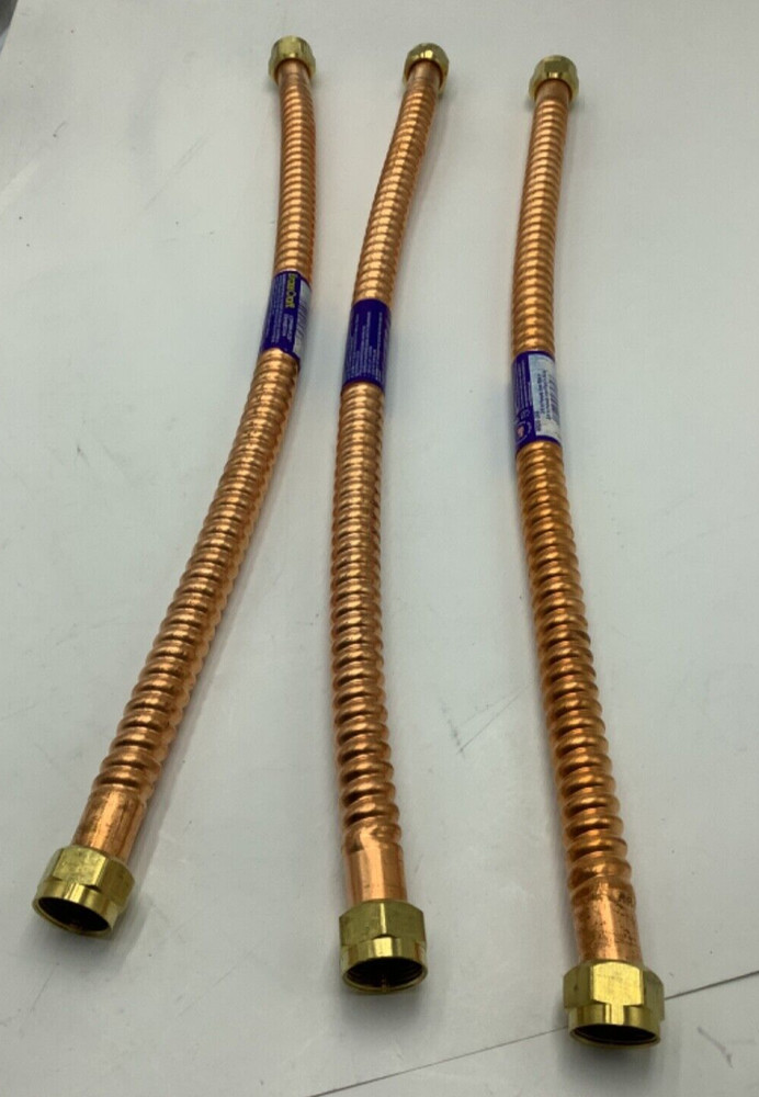 (QTY 3) Water Heater Conn 3/4"x 3/4" x24",No WB00-24N,  Brass Craft