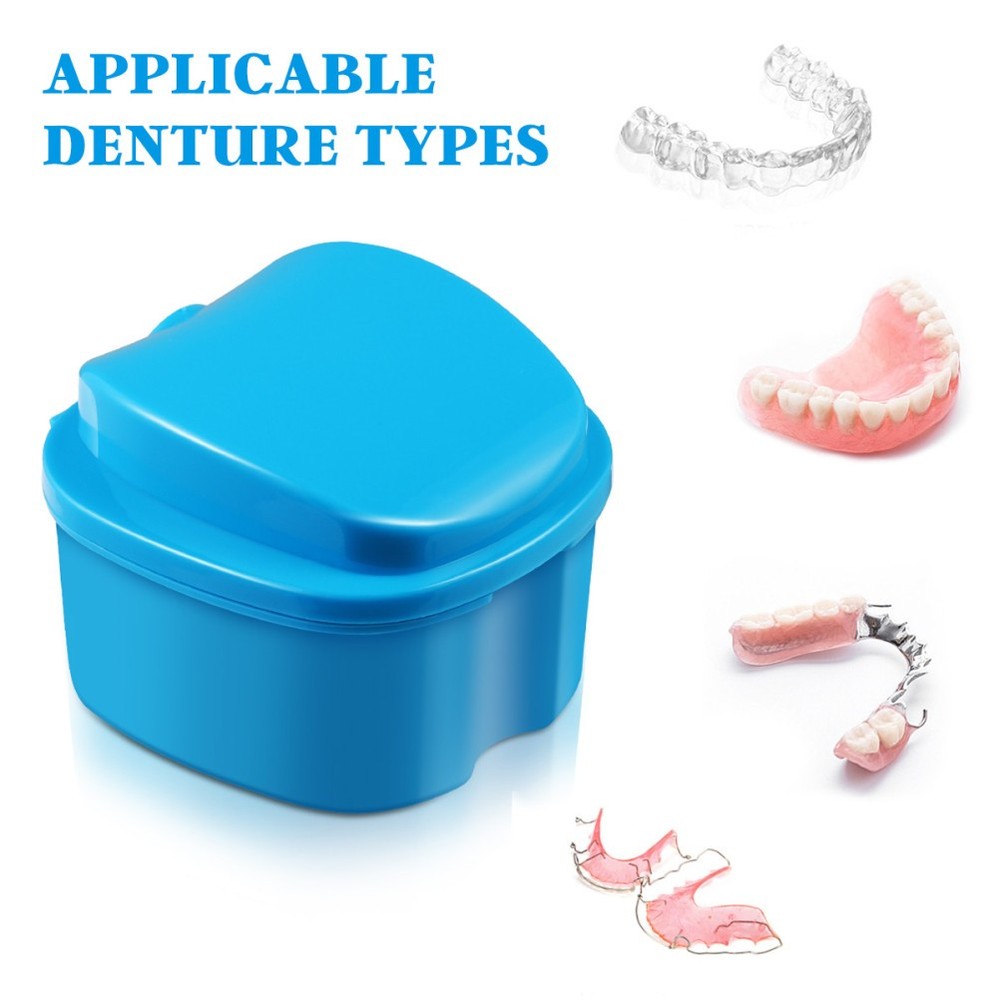 2 Pcs Compact Denture Case Travel Storage Container Household with Lid