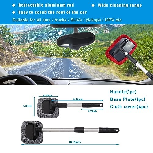 Car Windshield Cleaner, Microfiber Auto Cleaning Wiper with Red-Rectangle