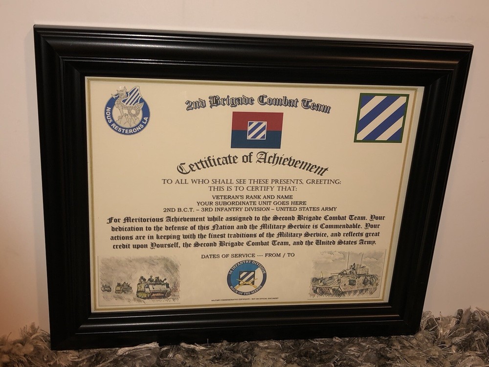 2ND B.C.T. / 3RD INFANTRY DIVISION (COMMEMORATIVE CERTIFICATE)