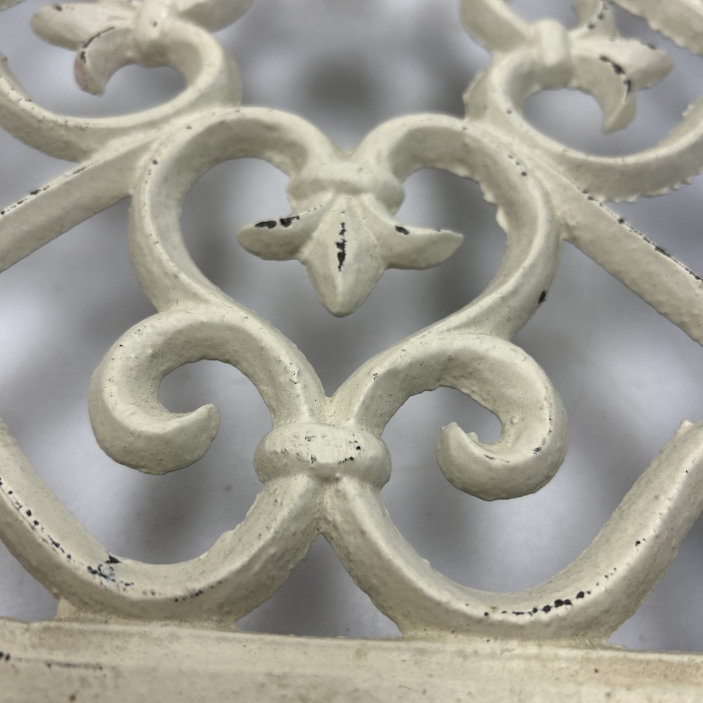 White Cast Iron Decorative Square Rolling Plant Stand