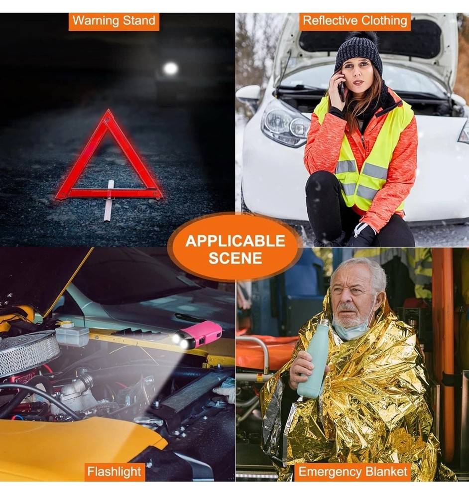 ThinkWork Emergency Car Kit Tools, Jumper Cables, First Aid Safety Driver Kit