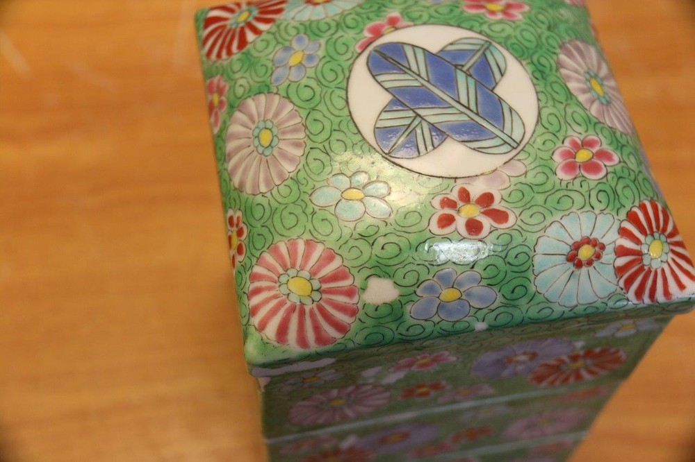 Antique Japanese porcelain stackable box Porcelain Stackable box.