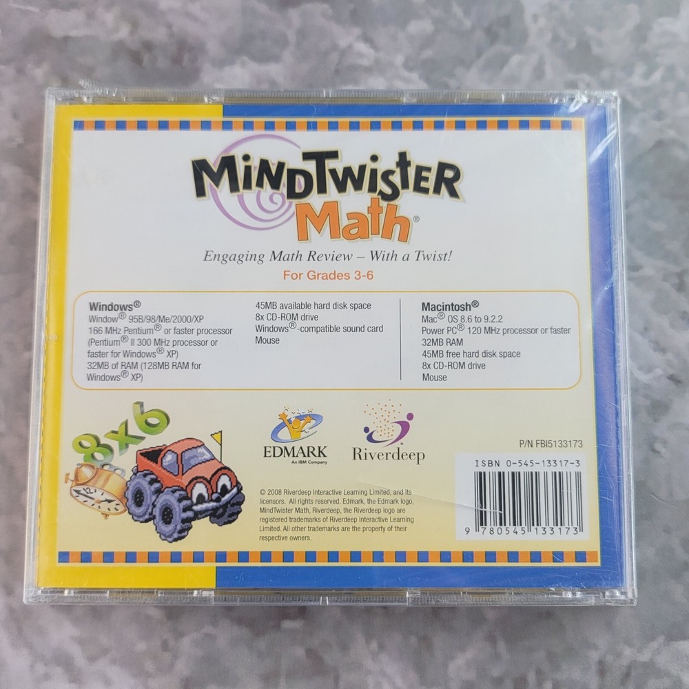 Mind Twister Math Grades 3-6 2008 Scholastics Edmark Riverdeep CD-Rom