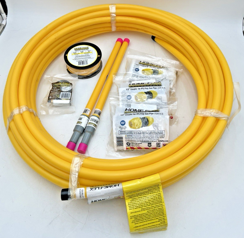 HOME-FLEX (3) 1/2" COUPLERS, TRACER WIRE, (2) THREADED TRANSITIONS & 100' PIPE