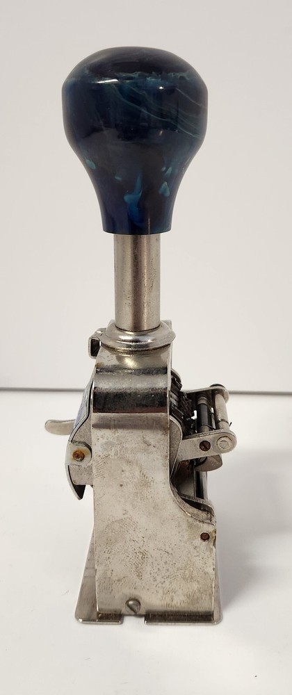 Force Model 150 Automatic Numberer Machine 6 Wheel Stamper Blue Made In USA
