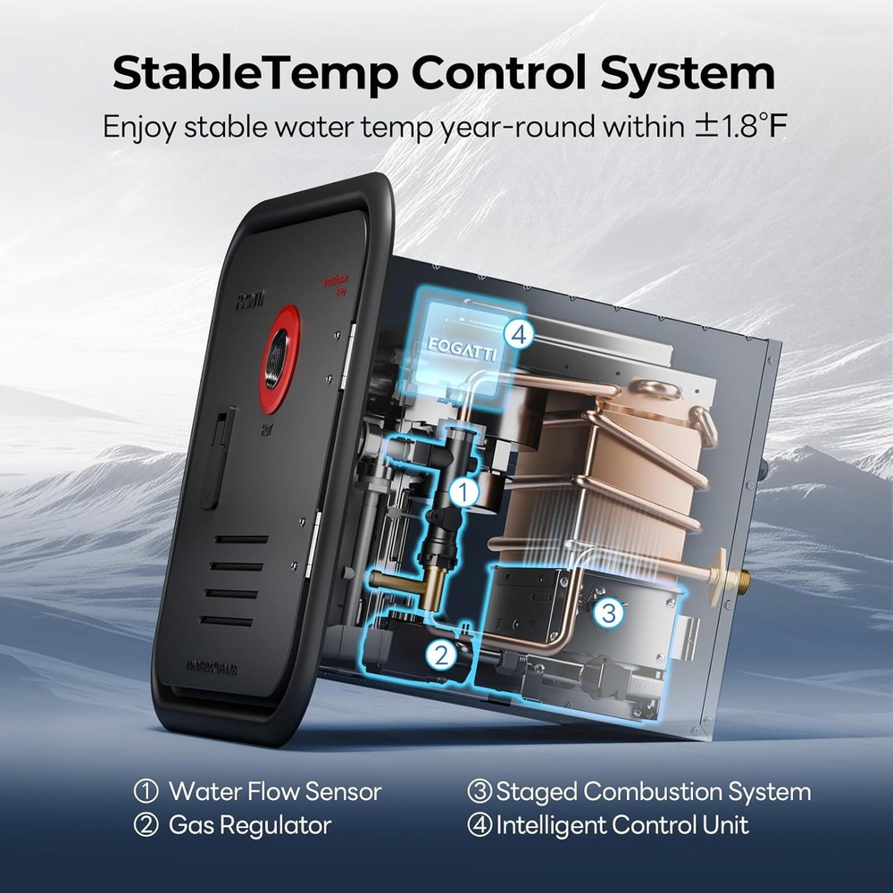 FOGATTI 60,000BTU RV Tankless Water Heater On-Demand Camper RV Hot Water Heater