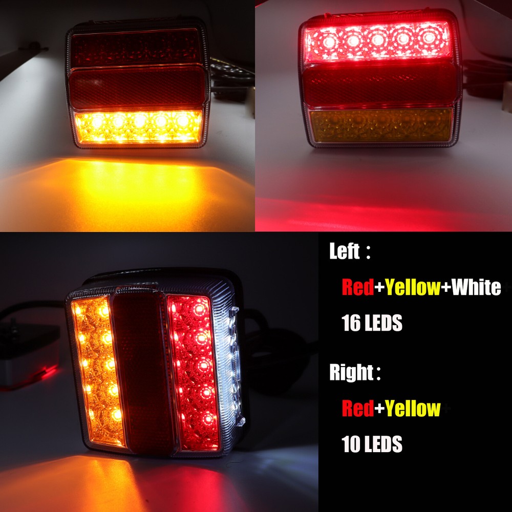 1 Tail Set Trailer Light 12V 16 Led 10m Line 7 Pin Kit Plug Indicator Stop Lamp