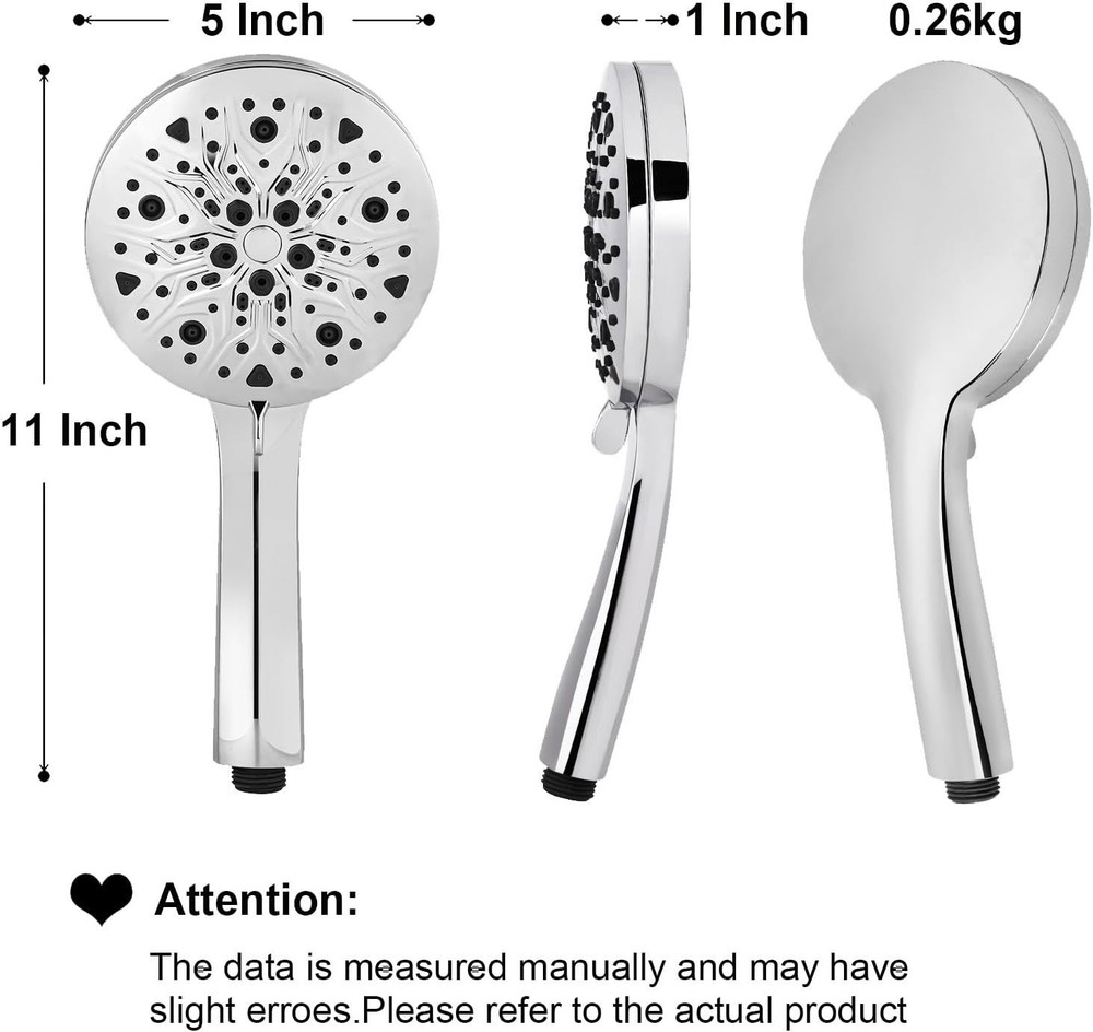 6 Spray Settings High Pressure shower Head with Filter, Handheld Rainfall Combo