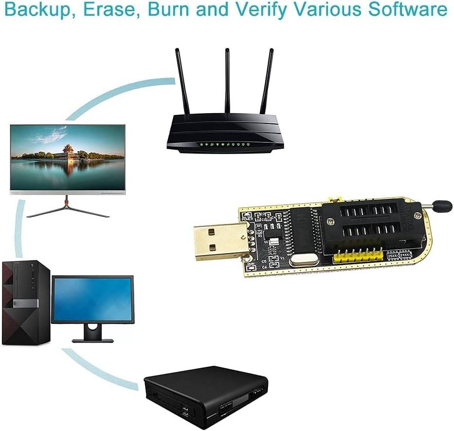 Complete BIOS Chip Programming Kit: CH341A Programmer & SOIC8 Clip with Tutorial