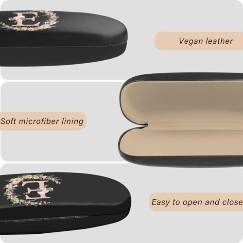 Eyeglasses Case Hard Shell Initial Letter Protective Case for Glasses Letter-e