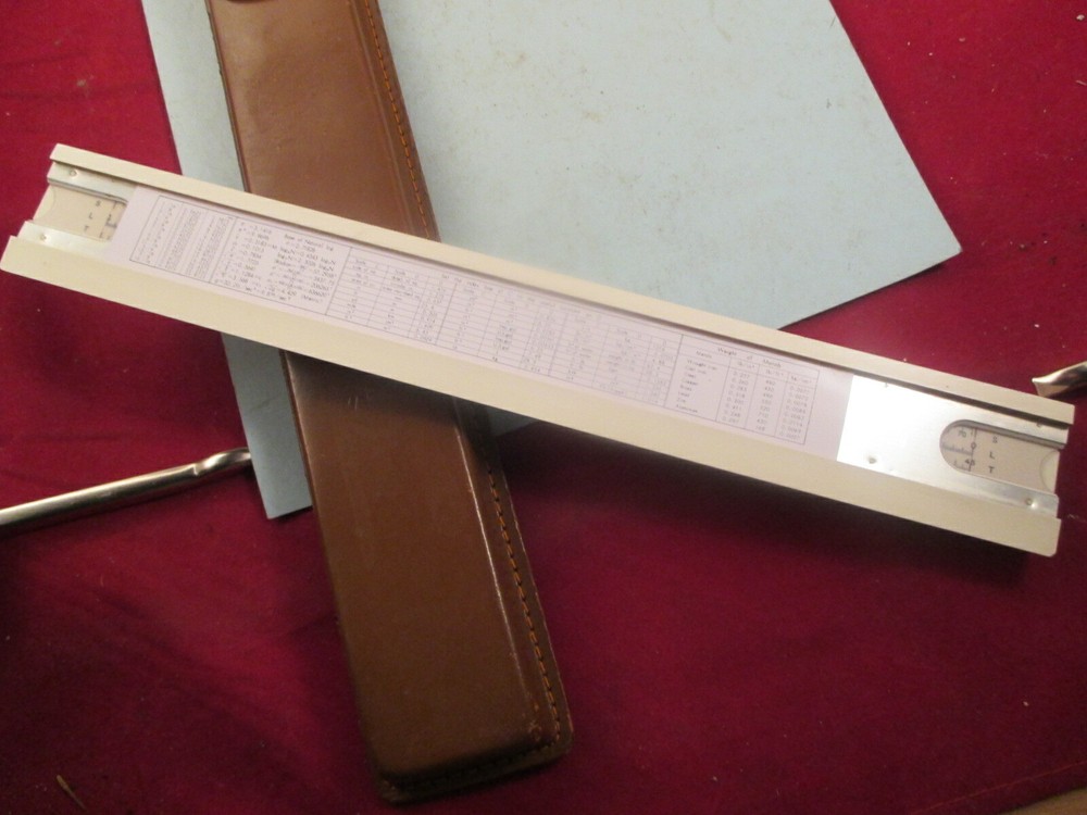 Vintage Post 1452W engineering slide rule in leather case