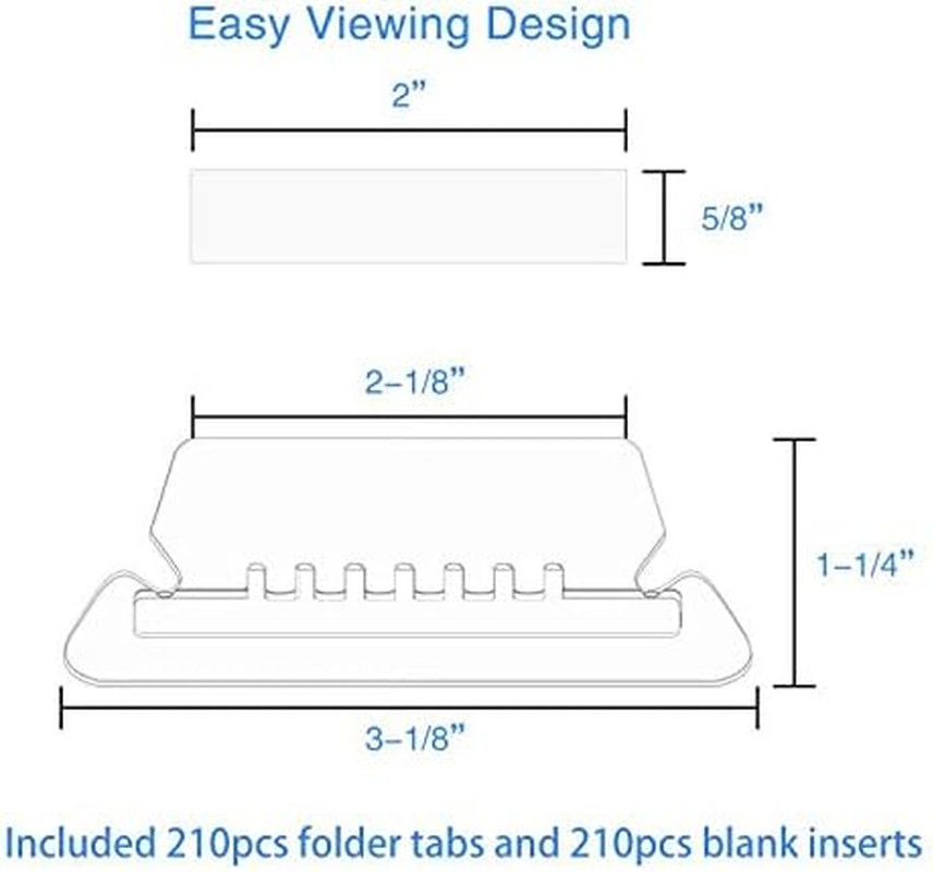 File Folder Tabs 210 Sets Hanging File Folder Labels 2 Tabs & Inserts New